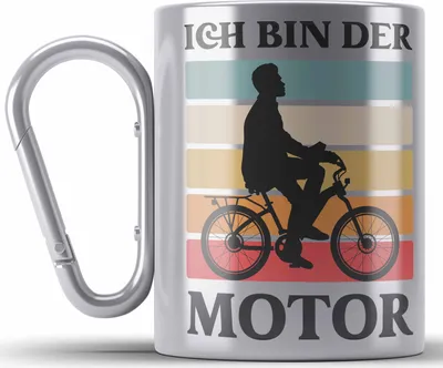 Produktbild von Trendation - Fahrradfahrer Geschenk Edelstahl Tasse Karabiner mit Spruch Rennrad Mountainbike Geschenkidee Radfahrer Lustig (Silber)