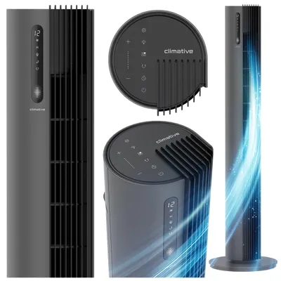 Produktbild von Leiser Turmventilator mit 12 Stufen – Climative PURE Plasma | Luftreinigung & Ionisation | XXL 110 cm | Leistungsstark & Geräuscharm | 90°-Oszillation
