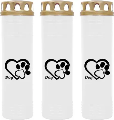 Image de Bougie funéraire - lot de 3 - blanc 170h ( couvercle or ) - coeur patte