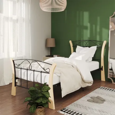 Produktbild von Bett Schwarz Metall 90x200 cm , Klassische Betten Design 2024