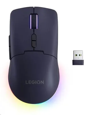Produktbild von Lenovo Legion M220, Beidhändig, Optisch, RF Wireless + Bluetooth + USB Type-C, 5000 DPI, Violett