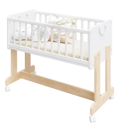 Produktbild von Beistellbett umbaubar für Neugeborene - 40x90 cm mit Matratze und Rollen Weiß