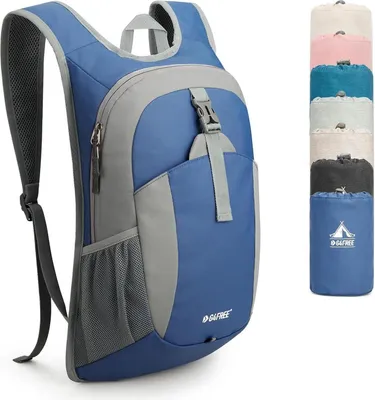 Produktbild von Kleiner Rucksack 12L faltbar leicht Wanderrucksack Damen Herren Daypack Blau/Grau