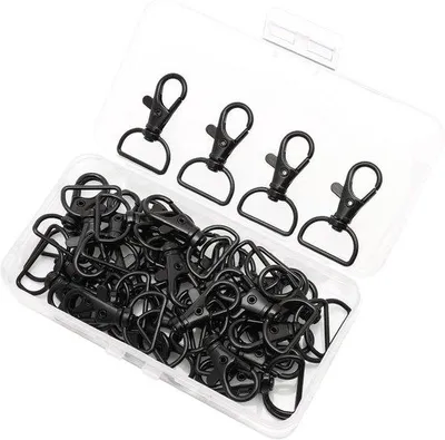 Image de Fermoirs mousquetons pivotants pour bijoux - 40 pièces - noir