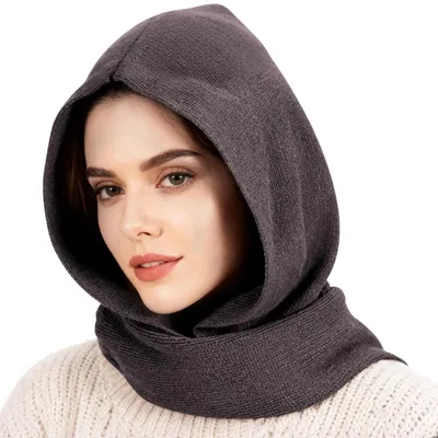 Immagine prodotto di Cappuccio 2 in 1, berretto invernale, scaldacollo, grigio, taglia unica