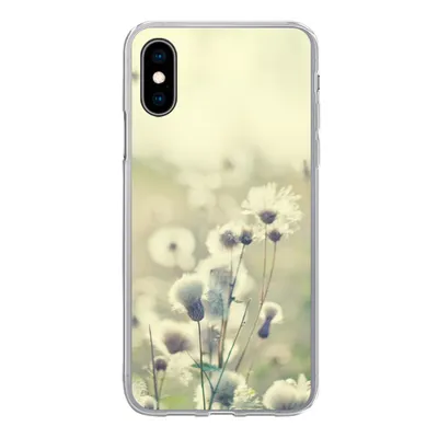 Produktbild von MuchoWow® Handyhülle Schutzhülle Hülle für iPhone X Blumen - Feld - Weiß Silikon Softcase Handy Hülle - Handyhülle