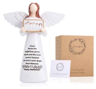 Engelfigur mit Fotoalbum – Pensionierungsgeschenk, Harz, 12 cm