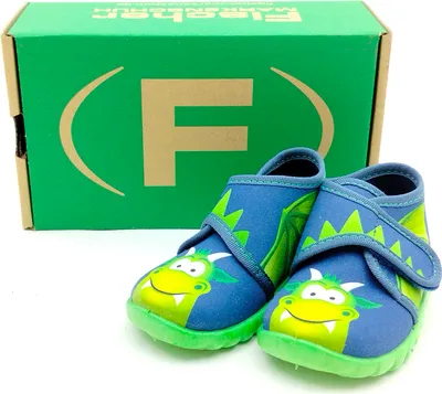 Produktbild von Fischer Jungen Klett Hausschuh blau grün 20