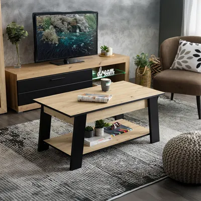 Immagine prodotto di Dmora Tavolino da Salotto Casaglia 101x55x47h cm Marrone Rovere Nodi, un Vano Forma Rettangolare