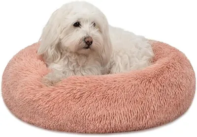 Produktbild von PolkaHome® Donutbett für Hunde und Katzen, Plüsch Rundbett für kleine und große Haustiere, (M) 50 cm Ø, weiches Katzenbett aus