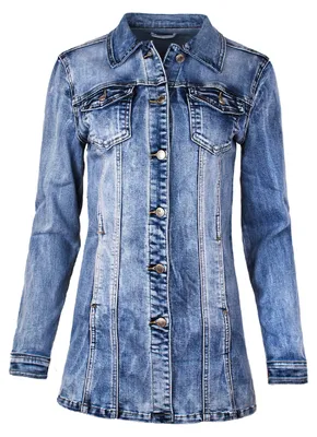 Produktbild von Fraternel Damen Jacke Mantel Lange Jeansjacke talliert Denim Jacket Blau XXL