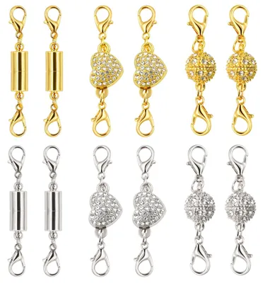 Productafbeelding van Magnetische sluitingen voor sieraden - 12 stuks met karabijnsluiting - Geschikt voor kettingen en armbanden - Zilverkleurig