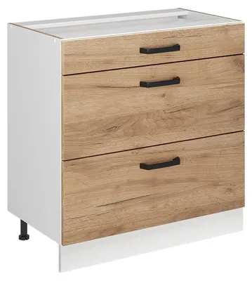 Imagen del producto de Mueble bajo de cocina Vicco R-Line Roble dorado/Blanco 80 cm con 3 cajones sin encimera, Model 72339