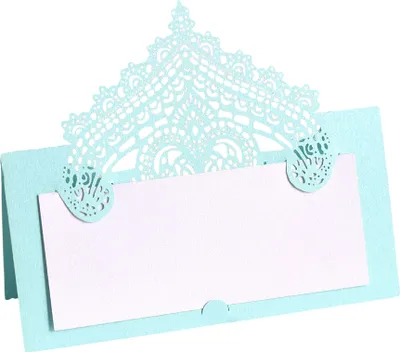 Image de 50 Counts Laser Cut Cartes de Table, 9cm Cartes de Table Pour Mariage Greenery Seating Cartes de Table Tente Blanche, Cartes nominatives pliantes(bleu)