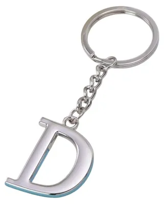 Zdjęcie produktu dla Brelok litera D – metalowy srebrny 26×35 mm