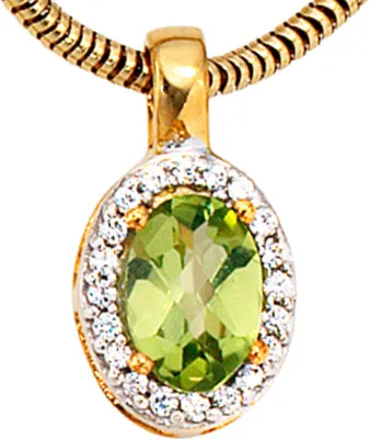 Produktbild von JOBO Anhänger 585 Gold Gelbgold teilrhodiniert 1 Peridot grün 20 Diamanten