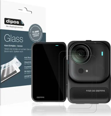 Produktbild von 2x Schutzfolie für Insta360 Go Ultra - Anti-Shock 9H Folie dipos Glass Kunststoffglas