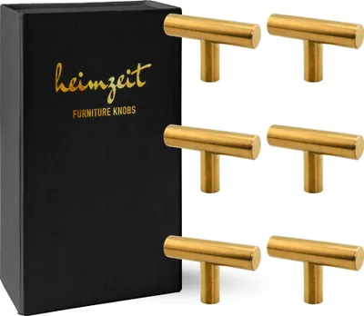 Produktbild von 6x Möbelknöpfe Gold Schrankknöpfe Edelstahl Möbelgriff Schubladenknopf Türknauf