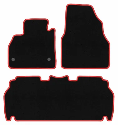 Image de Tapis de sol en moquette pour Renault Kangoo Express 2021- (ludospace) – jeu 4 pièces, noir/rouge, sur mesure – Wielganizator CARLUX