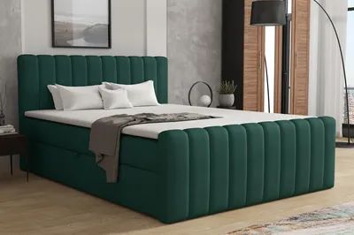 Produktbild von MR GROUP Boxspringbett mit Bettkasten ASTI, 140x200, grün, H3, Samtstoff, Polsterbett mit Matratze und Topper Doppelbett Bett für Schlafzimmer