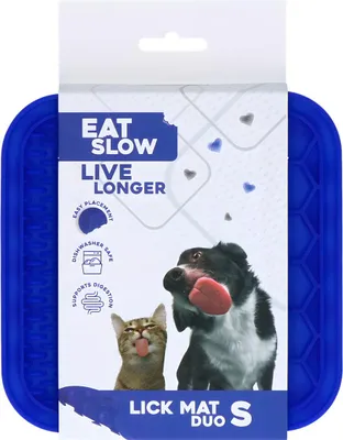 Zdjęcie produktu dla Mata do lizania Eat Slow Live Longer z wypustkami i plastrem miodu, niebieska, rozmiar: M