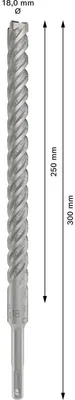 Obrázek produktu pro Bosch 2 608 836 632, Rotační kladivo, Hammer drill bit, 1,8 cm, 300 mm, Betonový, 25 cm