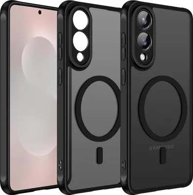 Image de Étui magnétique pour Samsung Galaxy S25 Edge Housse Magsafe Housse de protection antichoc cadre TPU fort anneau magnétique, Noir