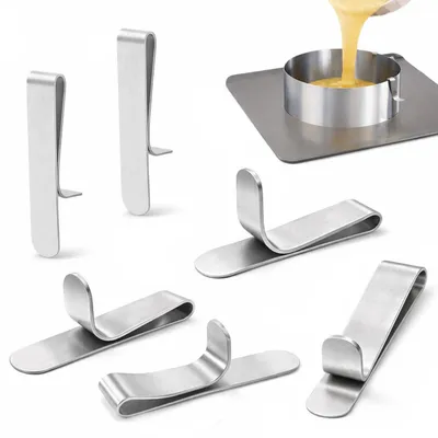 Productafbeelding van RVS mousse cakevormclips – 6 stuks, geschikt voor cakevormen van 6-10 cm, met overloopbescherming, hittebestendig