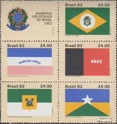 Produktbild von Briefmarken Brasilien 1982 Mi 1937-1941 Sechserblock (kompl.Ausg.) postfrisch Flaggen der Bundesstaaten