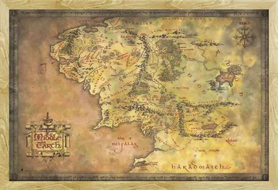 Image de Le Seigneur des Anneaux - Affiche - La Terre du Milieu + cadre interchangeable, Shinsuke® Maxi MDF hêtre, vitre en acrylique