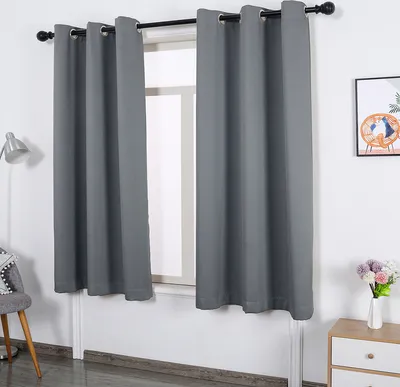 Produktbild von 7MAGIC Vorhang Gardinen Blickdicht mit Ösen, 260g/m² Schwerer Verdunkelungsvorhang lichtdicht Grau HxB 145x140 cm (2 Stück)