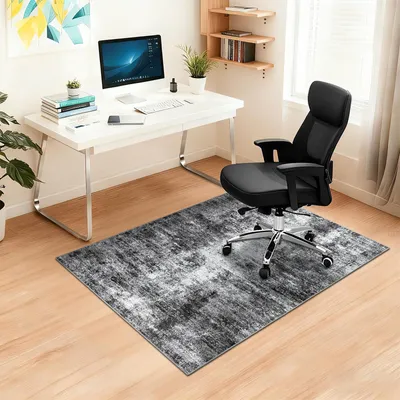 Zdjęcie produktu dla Antypoślizgowa mata pod krzesło, przeznaczona do podłóg drewnianych, o wymiarach 90 x 120 cm, abstrakcyjna ochrona podłogi