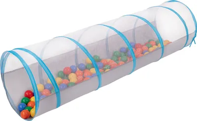 Produktbild von Selonis pop-up tunnel mit 200 bälle für kinder krabbel spieltunnel, grau-blau:gelb/grün/blau/rot/orange