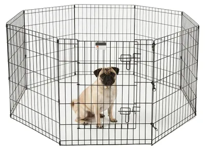 Obrázek produktu pro Petmaker – Oplocenka pro psy, skládací, kovová, se 8 panely o výšce 61 cm