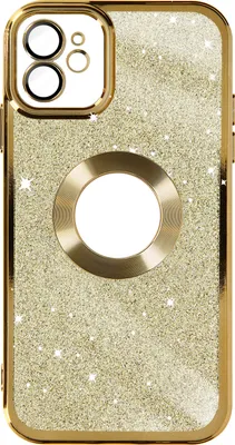Produktbild von Avizar, Glitzer-Silikonhülle mit Chromumrandung für Apple iPhone 12, Gold