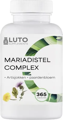 Produktbild von Mariendistel Artischocke Löwenzahn Komplex – 365 Kapseln – mit 80 % Silymarin & 2,5 % Cynarin – labor – vegan – Luto Supplements