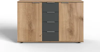 Zdjęcie produktu dla Highboard >Valencia< in Plankeneiche-Nachbildung - 130x83x41cm (BxHxT)