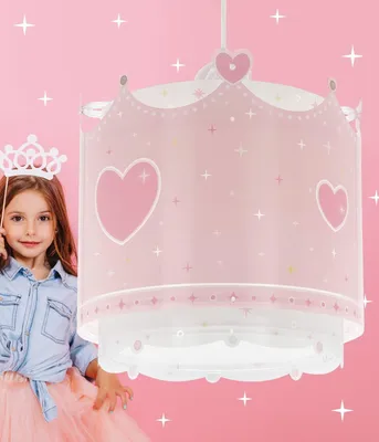 Immagine prodotto di Lampada da soffitto a sospensione per bambina Little Queen Piccola Regina  e cuori