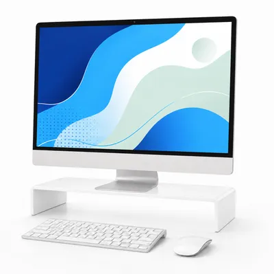 Produktbild von Relaxdays Monitorständer, Acryl, ergonomisch, H x B x T: 10 x 50 x 20 cm, Bildschirmerhöhung Schreibtisch, weiß