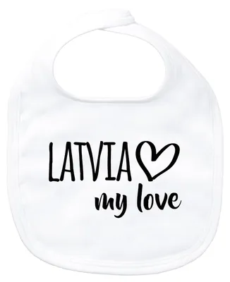 Produktbild von Huuraa Baby Lätzchen Latvia my love White Klettverschluss  Baumwolle Latz Geschenkidee
