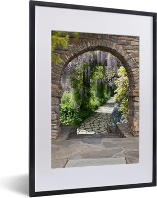 Produktbild von MuchoWow® Gerahmtes Poster Wald - Aussicht - Steine - Weg 30x40 cm - Poster mit Schwarzem Bilderrahmen Wandposter Rahmen Foto Bilder - Wandposter Schlafzimmer