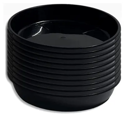 Produktbild von 10 x Untersetzer für Blumentöpfe rund aus Kunststoff Schwarz in 9 Größen