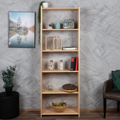 Produktbild von Bücherregal - 80 cm breit, Kiefer Holz-Massiv, Farbe: Natur
