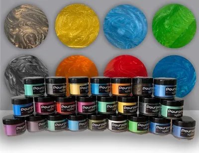 Produktbild von Epoxy Pigment Set 24 Farben | 24 x 10 GRAM | Epoxy | Farbstoff | Metallpigment | Gießmasse | Kunstharz