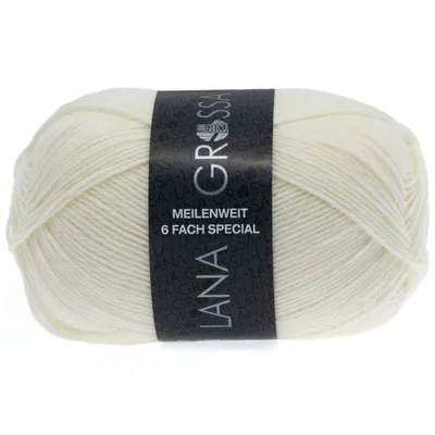 A ball of white yarn with a black label.