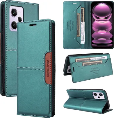 Obrázek produktu pro Pouzdro pro Xiaomi Redmi Note 12 Pro 5G/Poco X5 Pro, kožené flipové peněženkové pouzdro s přihrádkou na karty a stojánkem Zelený