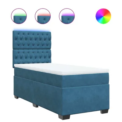 Produktbild von Boxspringbett mit Matratze Blau 80x200 cm Samt