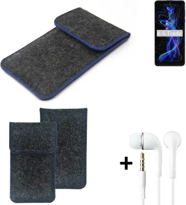 Produktbild von K-S-Trade Handy Schutz Hülle kompatibel mit Sharp Aquos R5G Schutzhülle Handyhülle Filztasche Pouch Tasche Case Sleeve Filzhülle dunkelgrau,