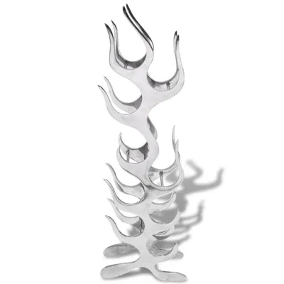 Produktbild von vidaXL Weinregal Flammenform Aluminium Silber 9 Flaschen