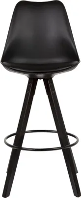 Image de FineBuy Lot de 2 tabourets de bar noir similicuir / bois massif Chaise de bar scandinave 2 pièces avec pieds noirs Tabouret de comptoir avec dossier Hauteur d'assise 77 cm